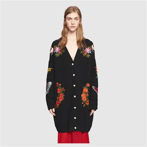 gucci cropped cardigan|gucci embroidered oversized cardigan.